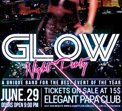 俱乐部豪华派对传单模板：Glow Night Party Premium Club flyer PSD Template